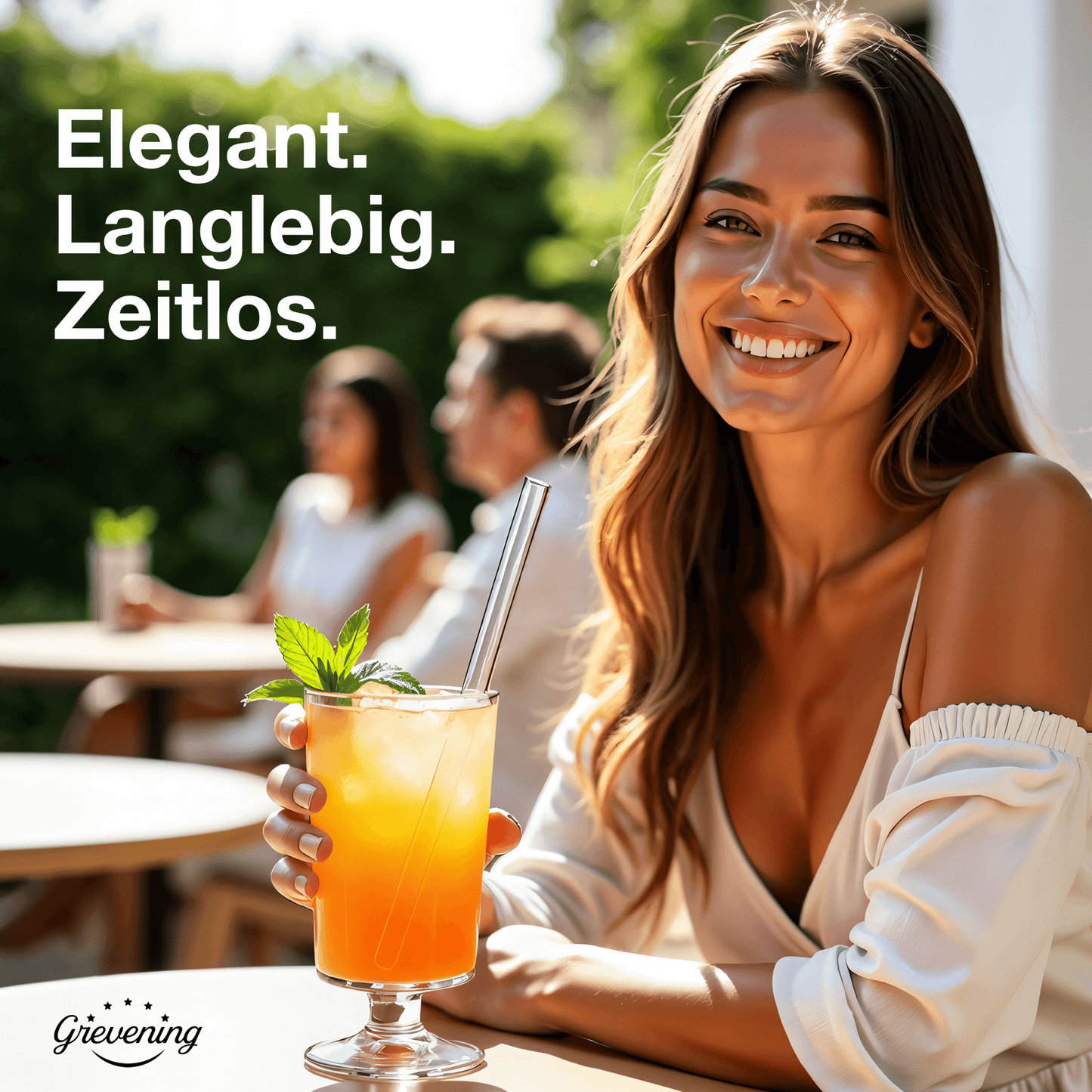 GREVENING Glasstrohhalme Set - 10 Halme + Bürste