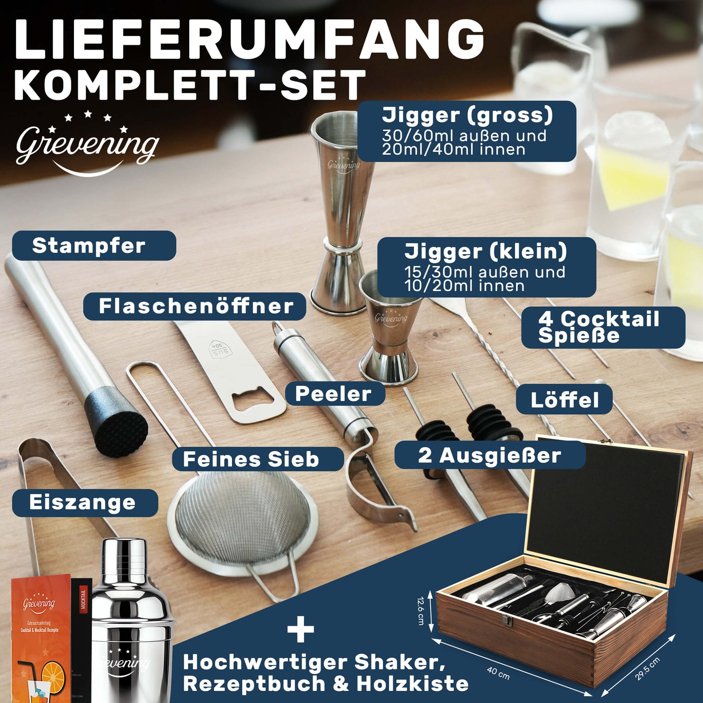GREVENING Cocktail Set Premium - 16-teilig