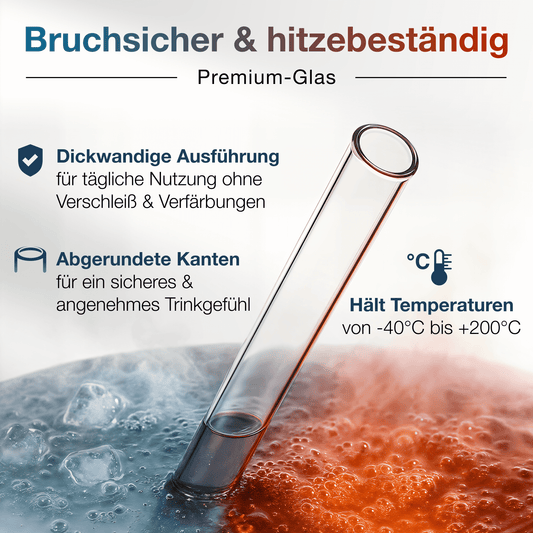 GREVENING Glasstrohhalme Set - 10 Halme + Bürste